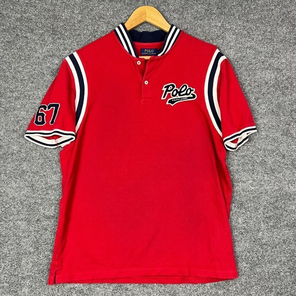 Polo Ralph Lauren‎ Collar Short Sleeve Shirt Red Size M Varsity Style